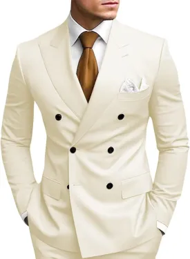 2 Piece Double Breasted Suit Men Slim Fit Mens Double Breasted Blazer Pants Sets Wedding Prom Homecoming Suit