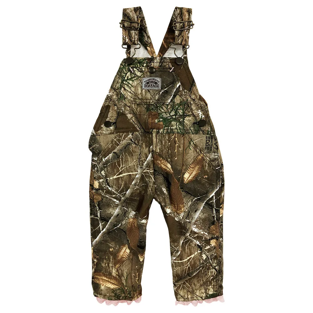 #428 Girls Realtree® Kids Playwear Pink Ruffle Bib Overalls - MADE IN USA