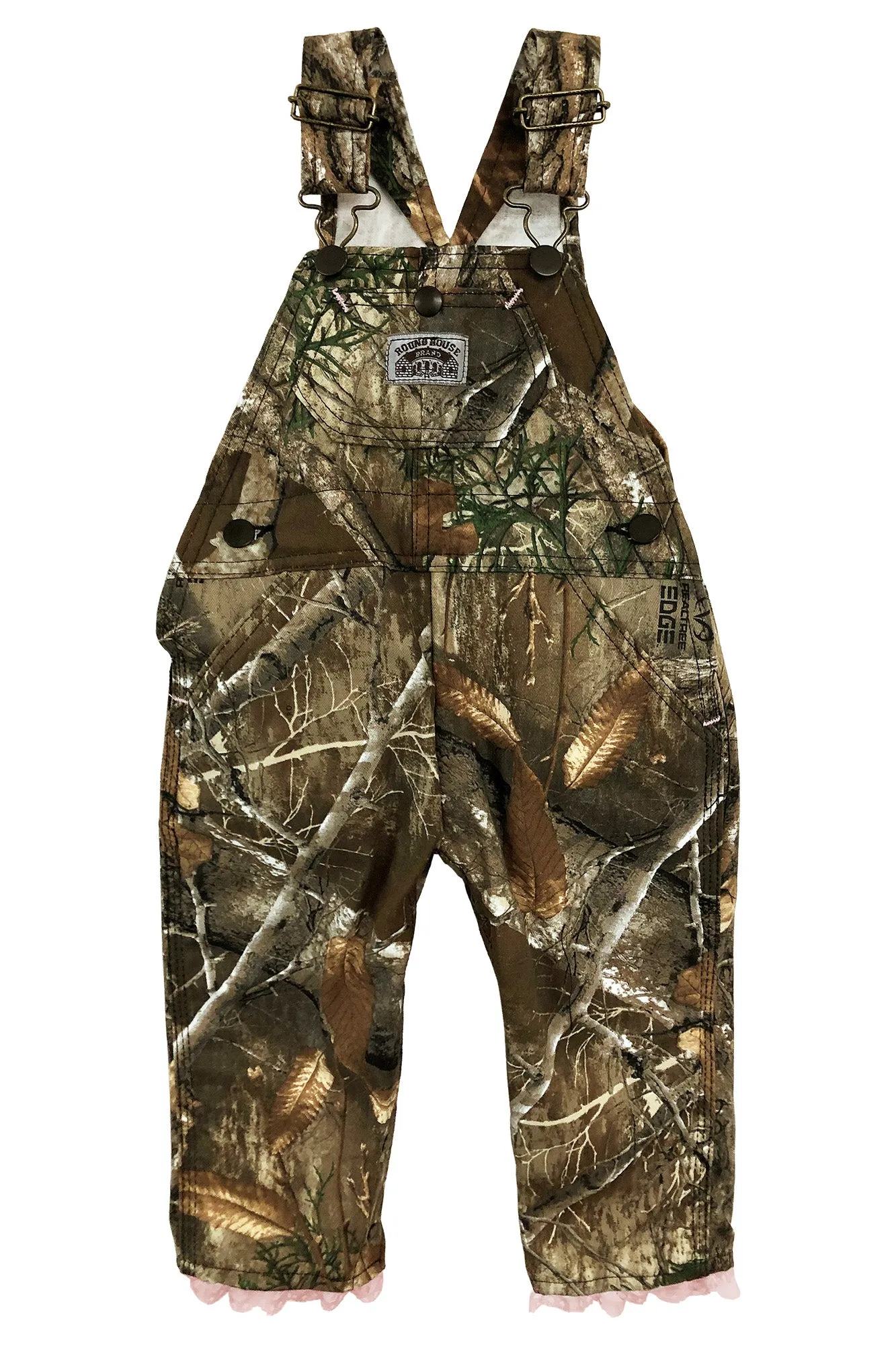 #428 Girls Realtree® Kids Playwear Pink Ruffle Bib Overalls - MADE IN USA