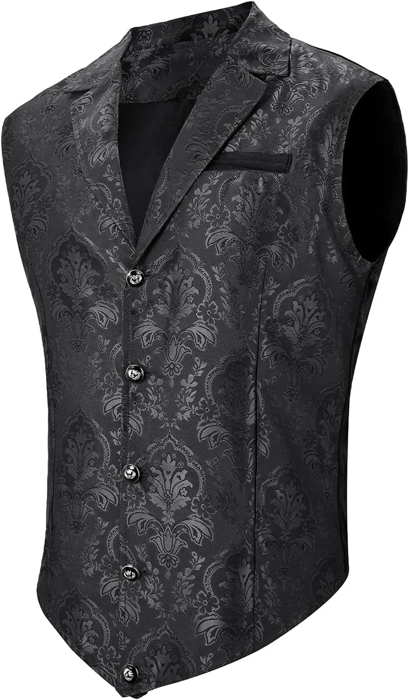 American Trends Men's Suit Vest Victorian Suit Steampunk Gothic Waistcoat V-Neck Business Dress Formal Vest Wedding Party