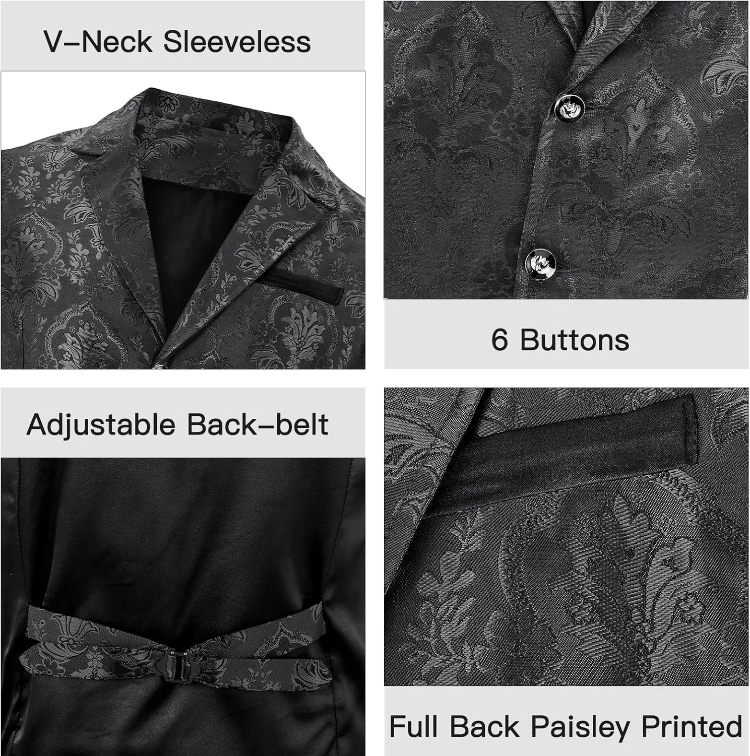 American Trends Men's Suit Vest Victorian Suit Steampunk Gothic Waistcoat V-Neck Business Dress Formal Vest Wedding Party