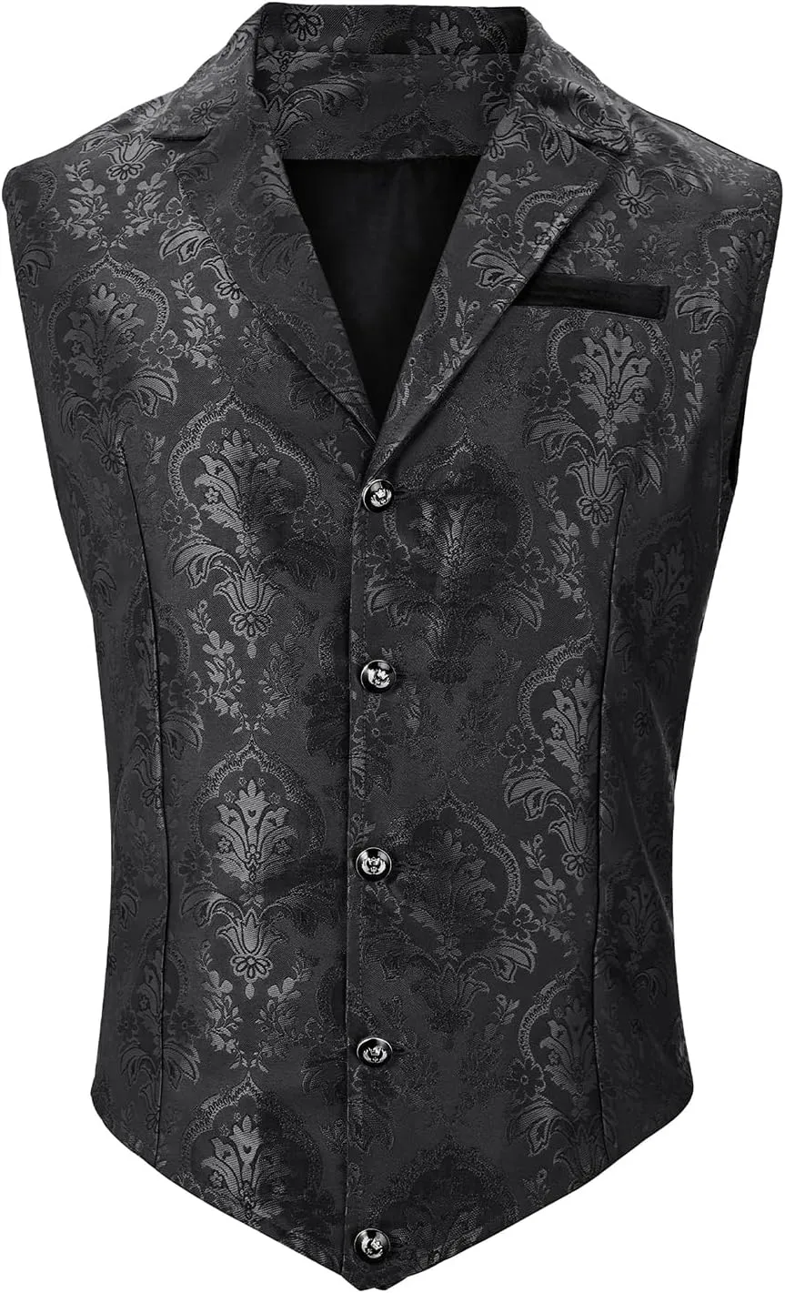 American Trends Men's Suit Vest Victorian Suit Steampunk Gothic Waistcoat V-Neck Business Dress Formal Vest Wedding Party
