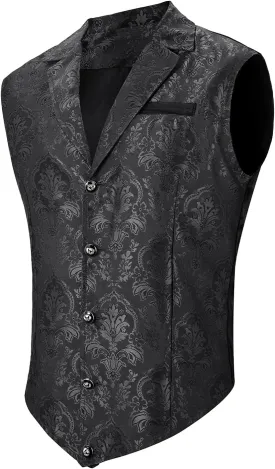American Trends Men's Suit Vest Victorian Suit Steampunk Gothic Waistcoat V-Neck Business Dress Formal Vest Wedding Party