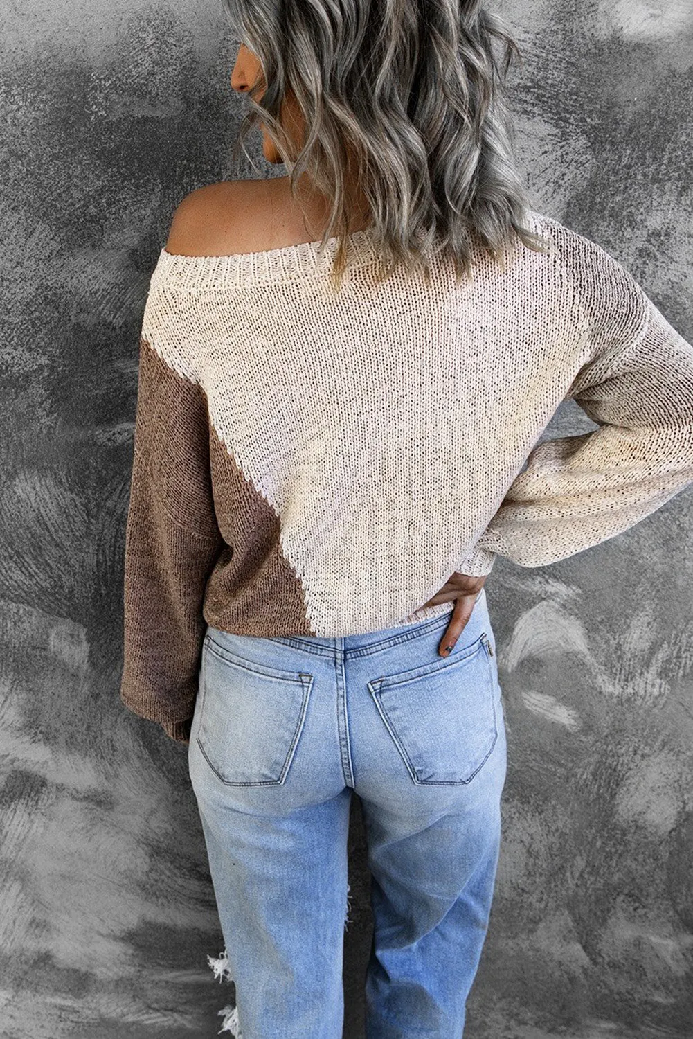 Asymmetric Colorblock Knitted Sweater