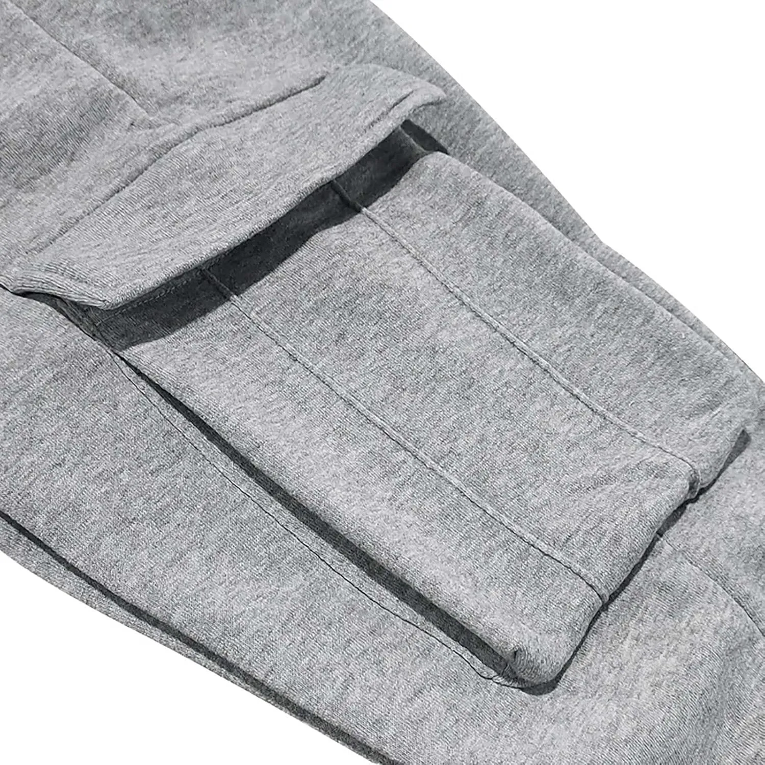 Baggy Cargo Sweatpants for Men Drawstring Waist Fleece Lined Joggers with Pockets Soft Athletic Workout Track Pants