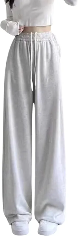 Baggy Sweatpants for Teen Girls Oversized Wide Leg Loose Sweat Pants Elastic High Waist Drawstring Athletic Casual Joggers