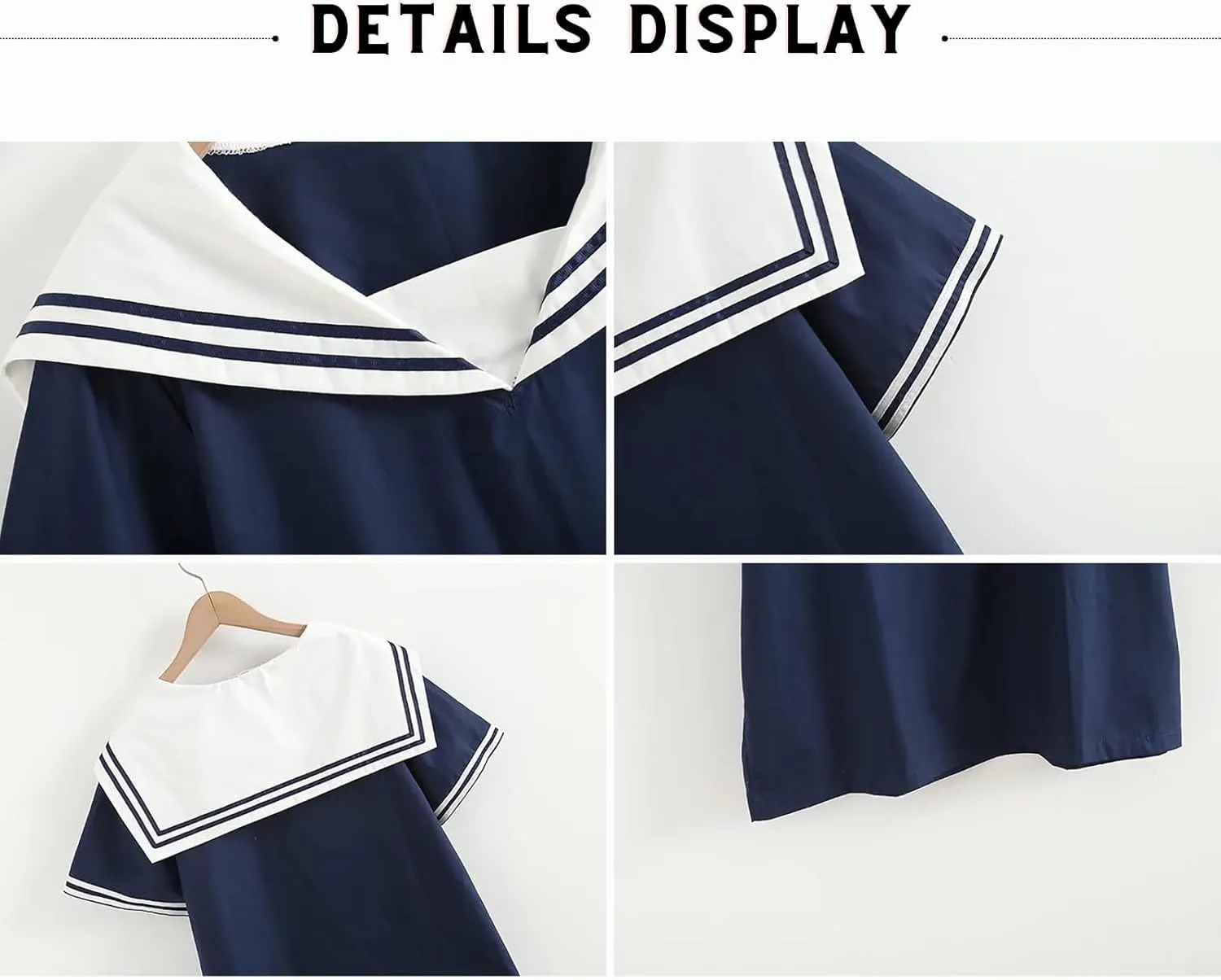 BAIMORE Womens Fashion Navy Collar Blouse Bow Knot Short Sleeve Striped Summer Casual Loose Shirt