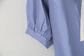 BAIMORE Womens Fashion Navy Collar Blouse Bow Knot Short Sleeve Striped Summer Casual Loose Shirt
