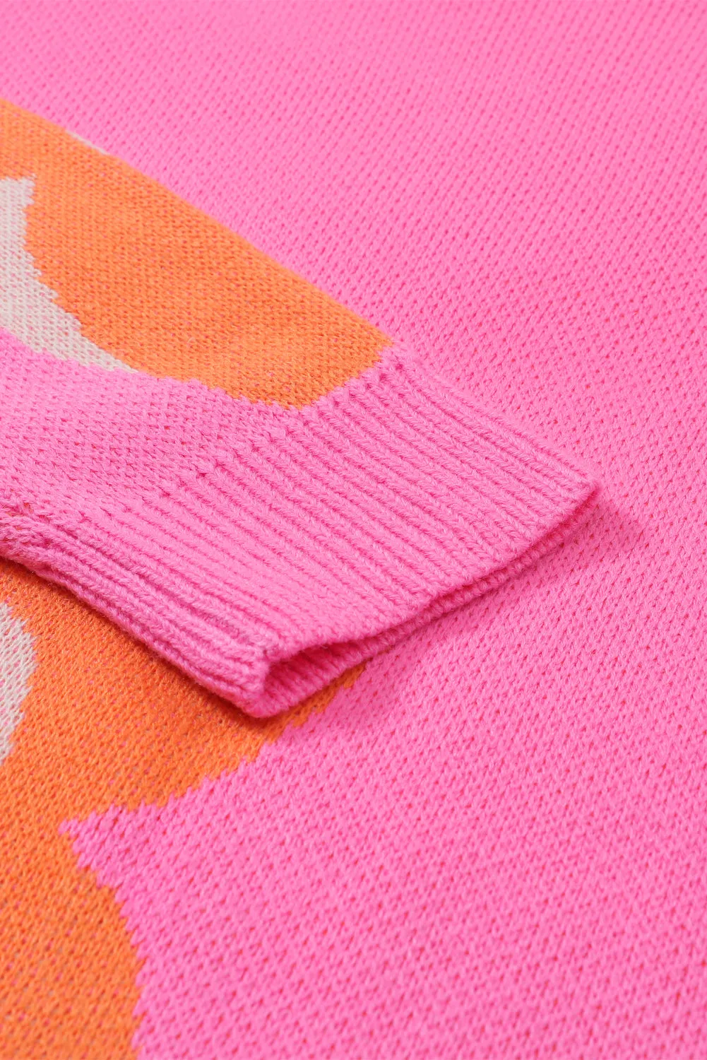 Big Flower Pattern Drop Shoulder Sweater