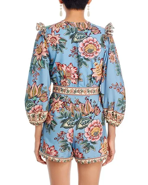 Blue Wonderful Bouquet FARM Rio overalls, Blue color