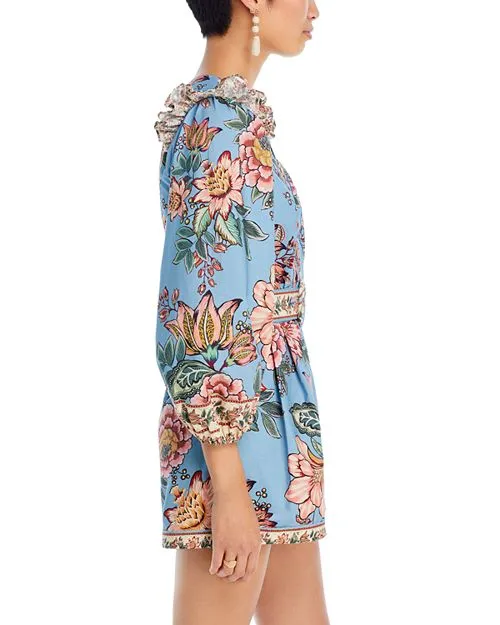 Blue Wonderful Bouquet FARM Rio overalls, Blue color
