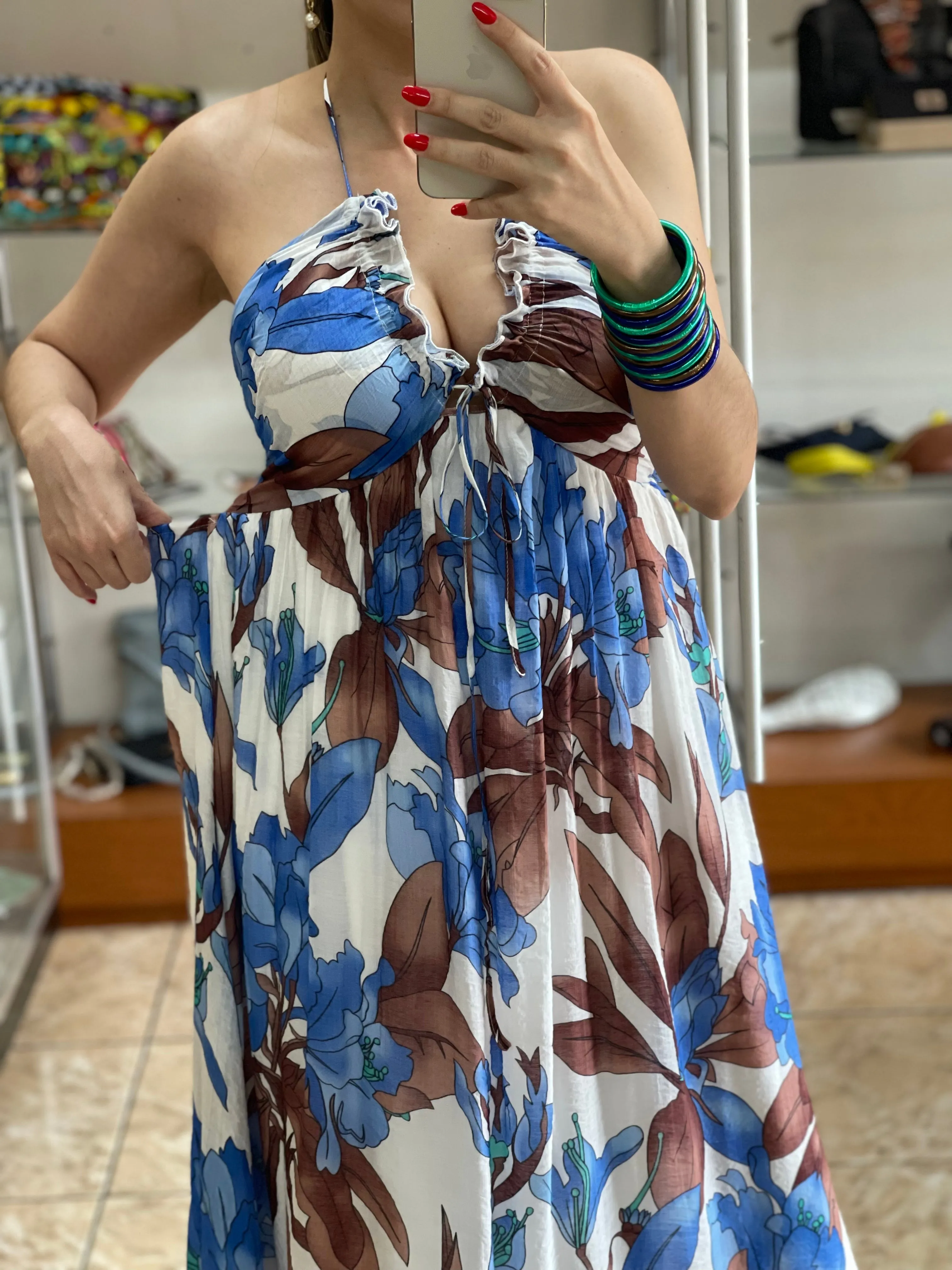 Blue/Brown Maxi Dress