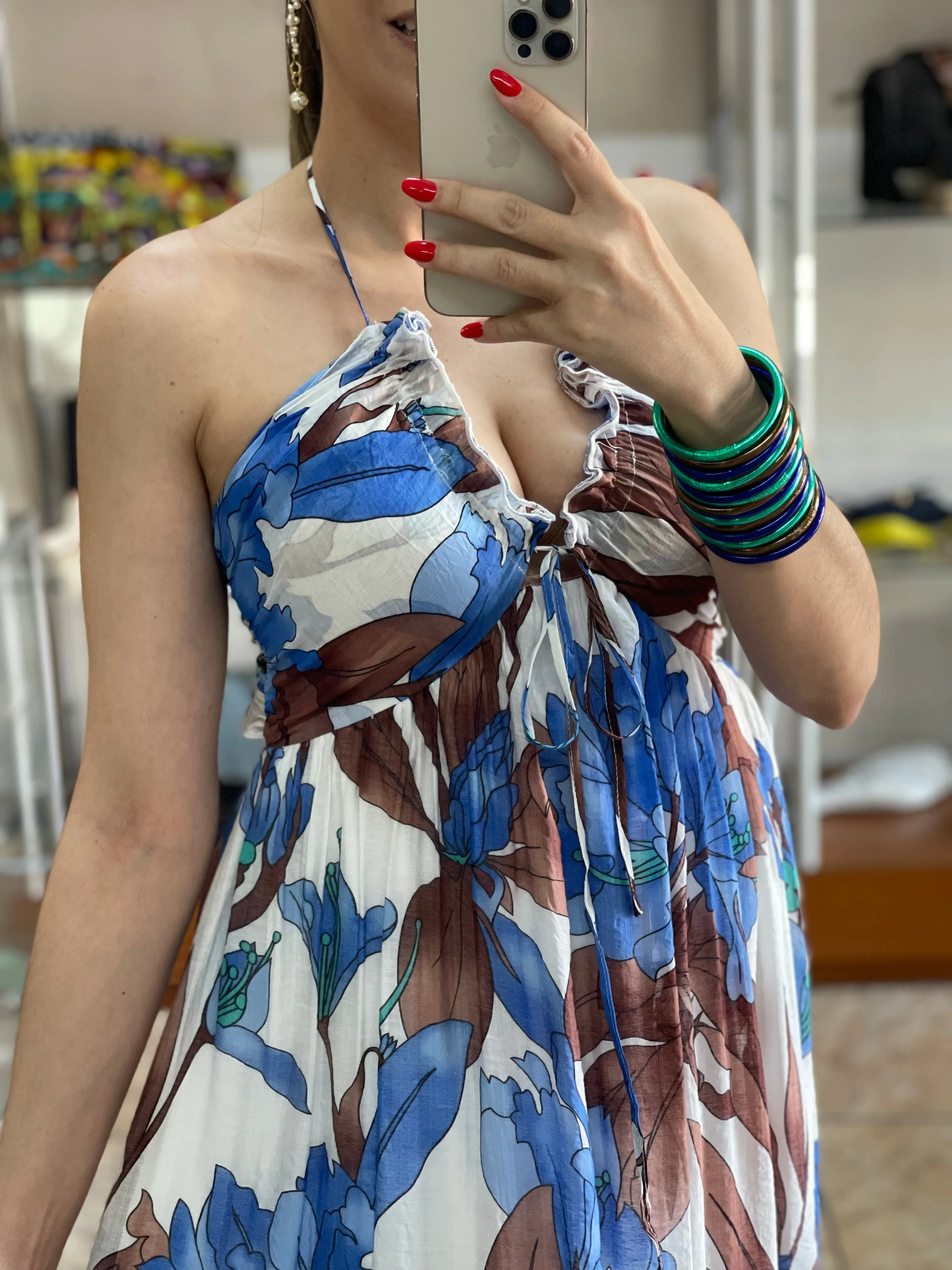 Blue/Brown Maxi Dress