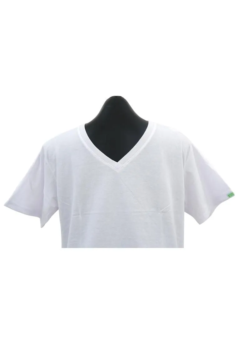 Body Basic VNeck Tshirt Plain - White Cotton Combed