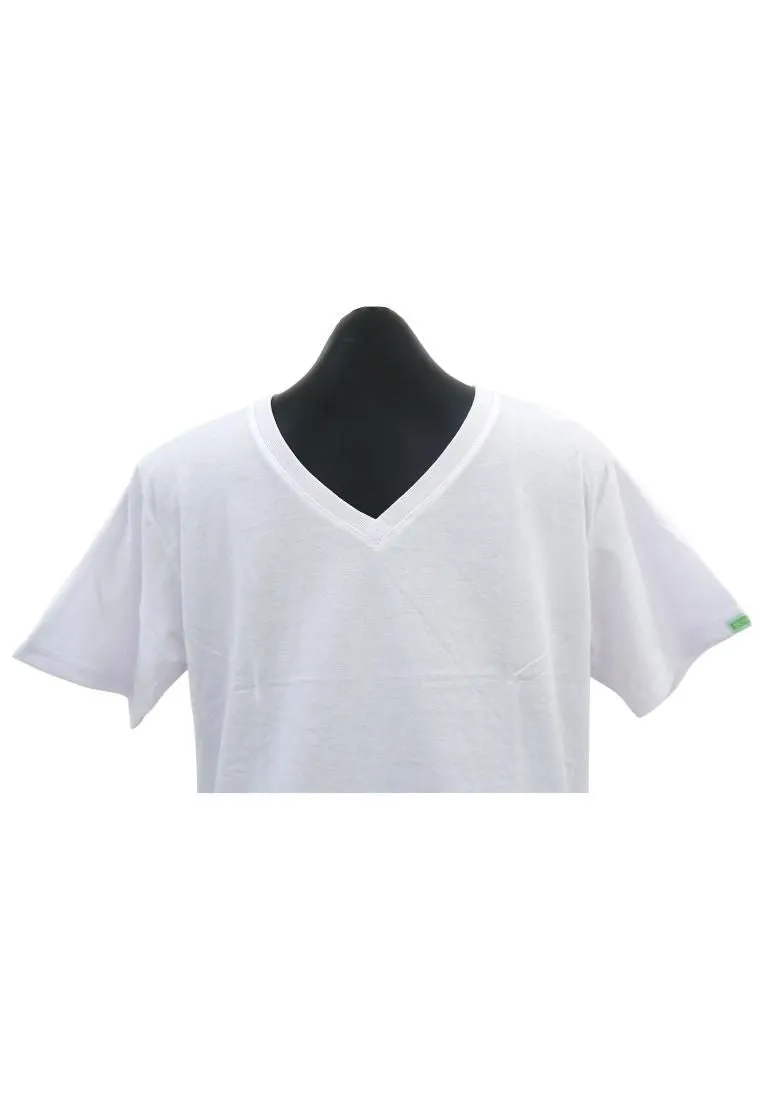 Body Basic VNeck Tshirt Plain - White Cotton Combed