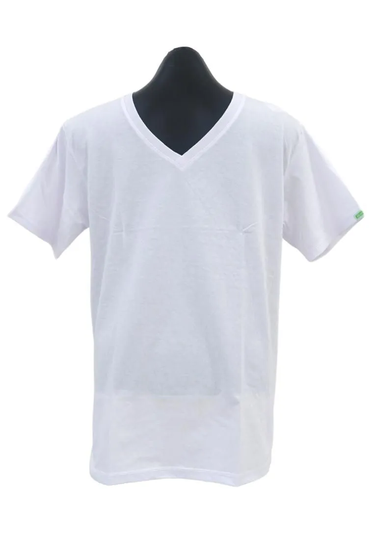 Body Basic VNeck Tshirt Plain - White Cotton Combed