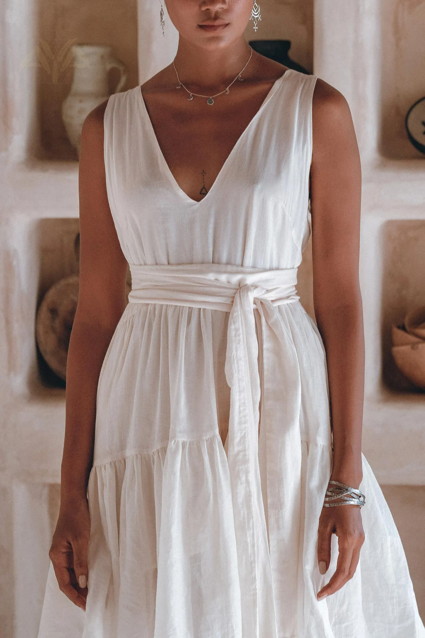 Boho Mini Bridesmaid Dress • A Line Dress • White Mini Adjustable Dress