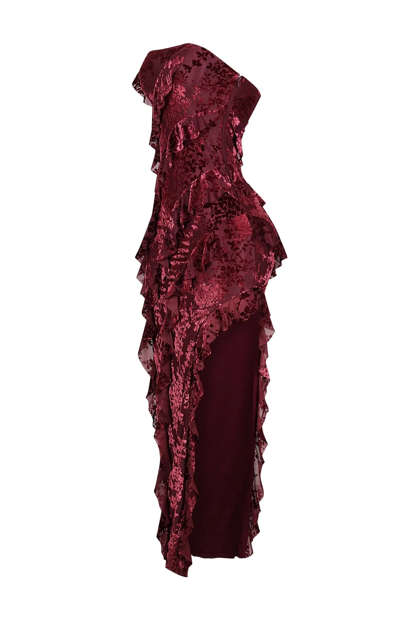 Brett Mesh Ruffle Tube Maxi Dress