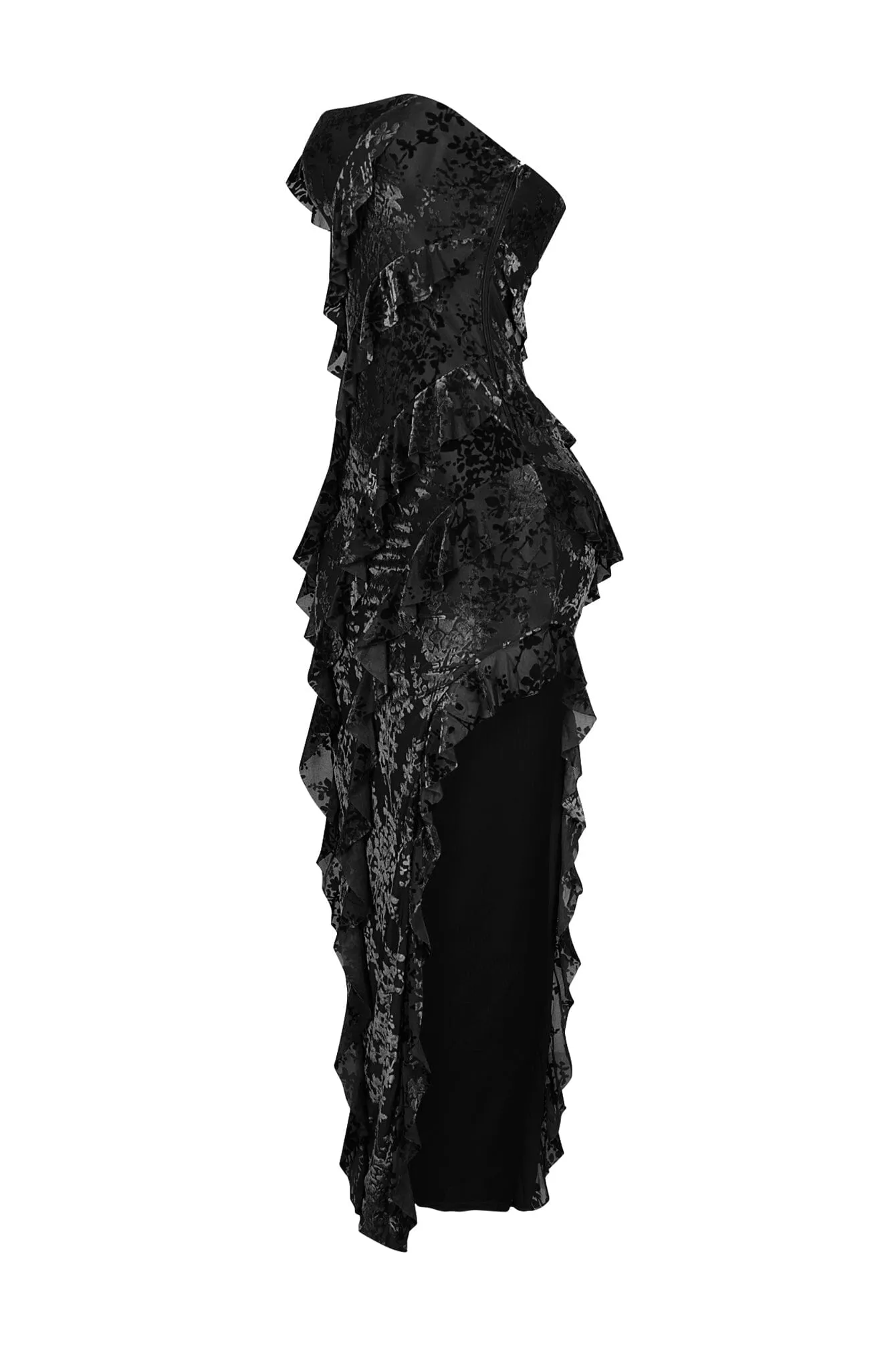 Brett Mesh Ruffle Tube Maxi Dress