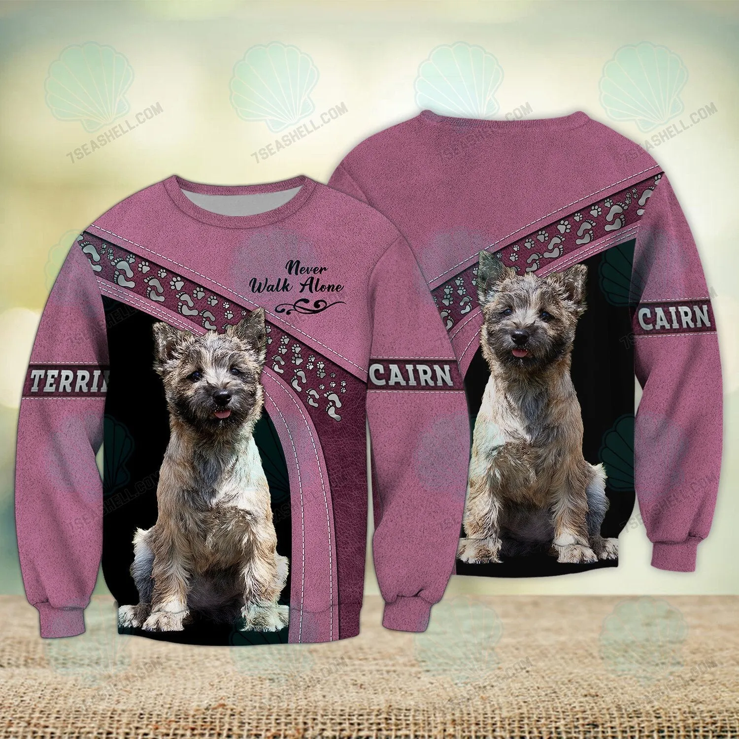 Cairn Terrier Love Never Walk Alone 3D Full Print Shirts 1167, Christmas Dog Memorial Gifts for loss of Dog