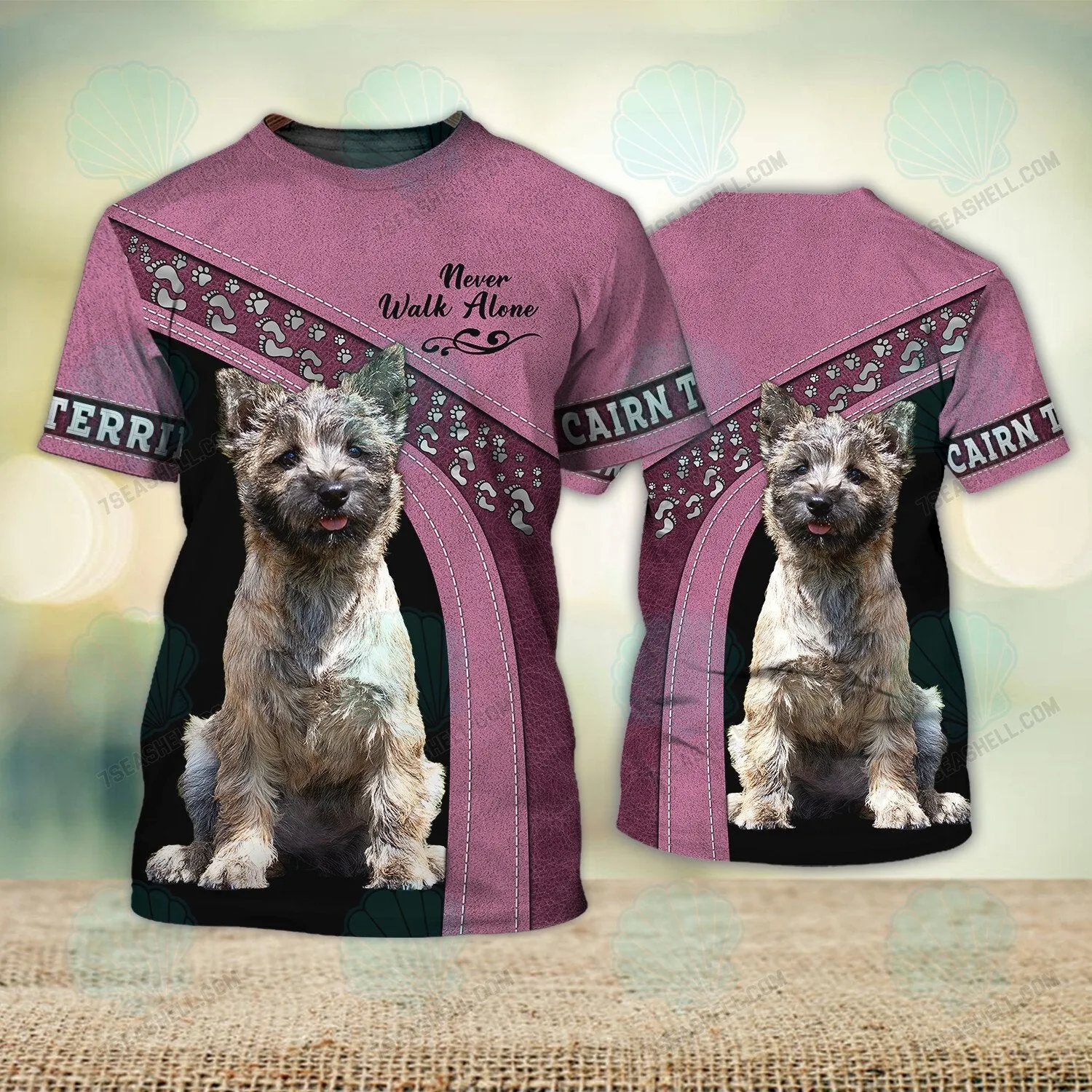 Cairn Terrier Love Never Walk Alone 3D Full Print Shirts 1167, Christmas Dog Memorial Gifts for loss of Dog
