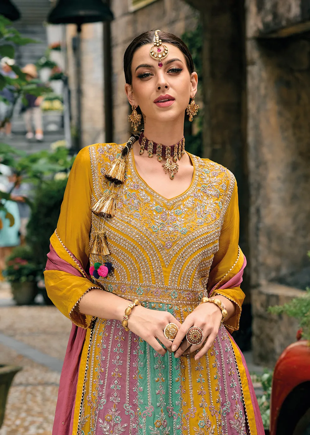 Chinnon Multicolor Embroidered Punjabi Style Palazzo Suit