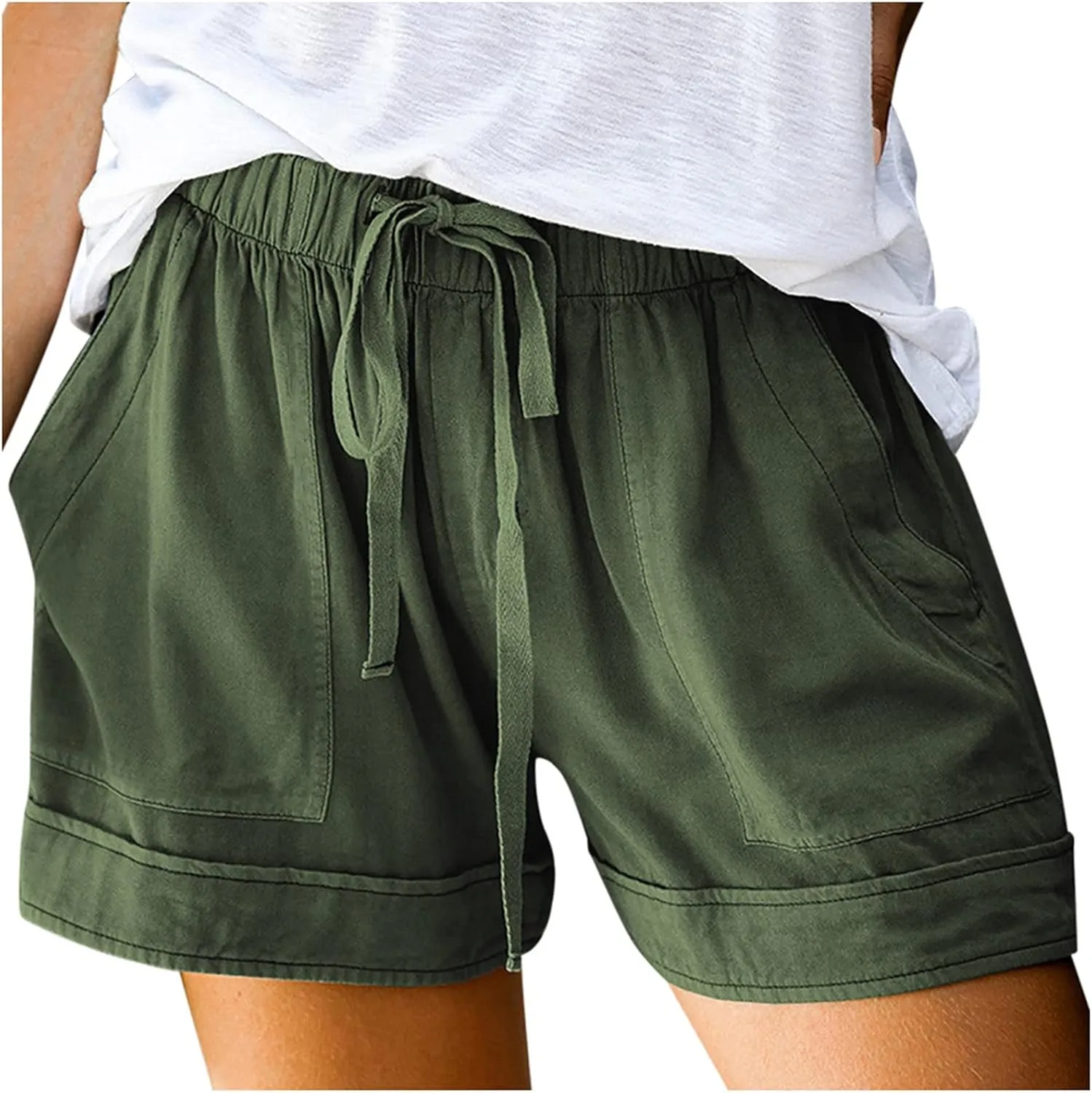 Comfy Bermuda Shorts For Women Loose Fit Elastic Waist Drawstring Casual Shorts With Pockets Summer Lounge Shorts