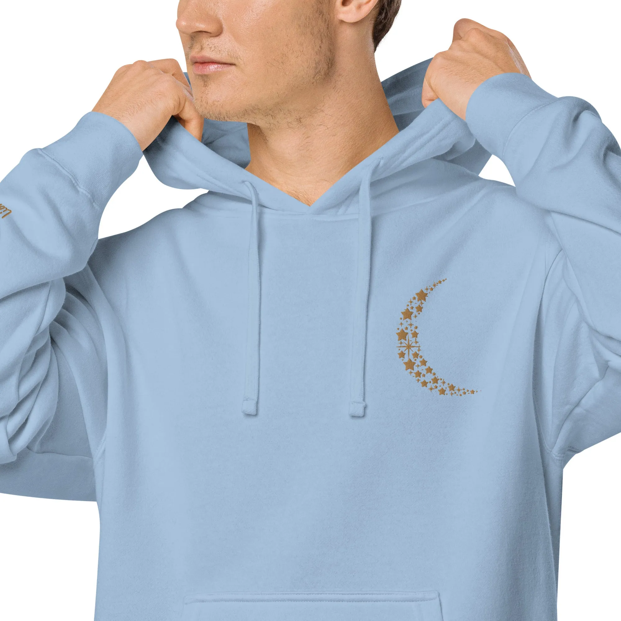 Crescent Moon Design Unisex Pigment-Dyed Hoodie
