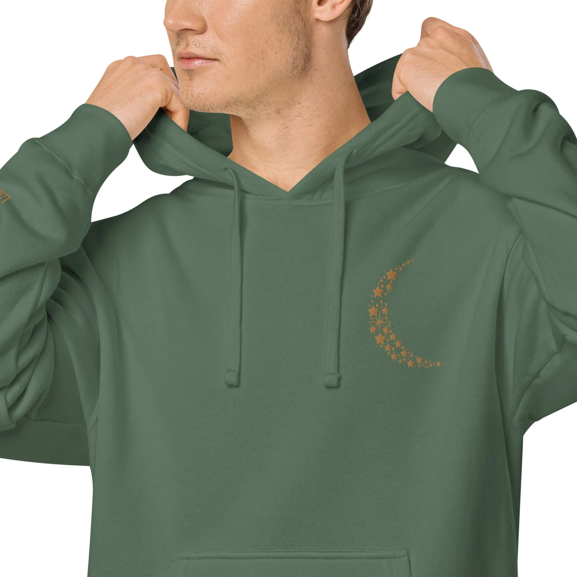 Crescent Moon Design Unisex Pigment-Dyed Hoodie