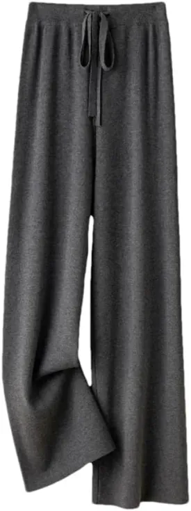 DBFBDTU Women Knit Thick Loose Pants Solid Wide Leg Soft Trousers Business Casual Warm Pants