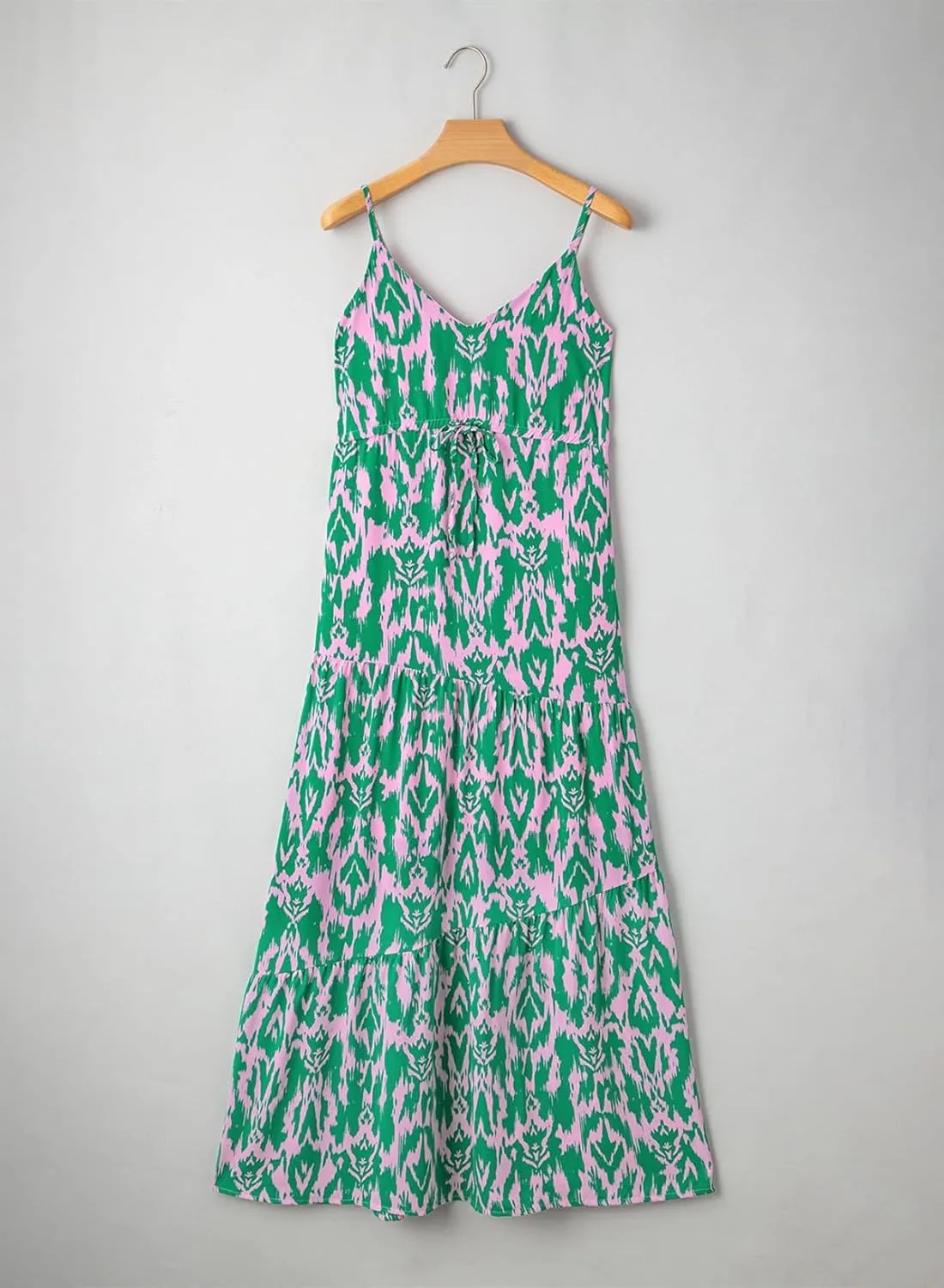 Dokotoo Summer Dress Casual Womens Boho Dress Sleeveless Printed Long Tiered Maxi Dress Beach Dress 2025