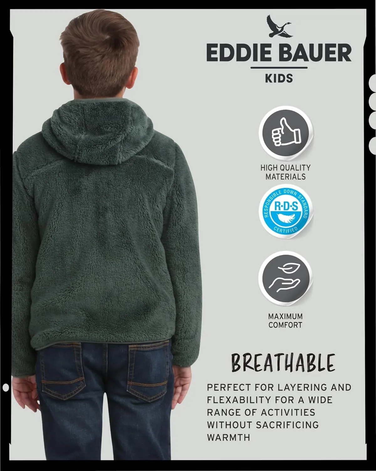 Eddie Bauer Kids' Zip Up - Kids' Full Zip Ultra Soft Sherpa Fleece Hoodie Sweatshirt for Boys and Girls (5-20)