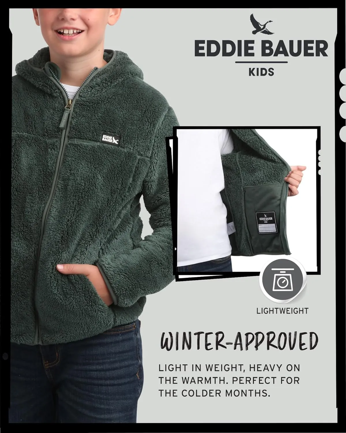 Eddie Bauer Kids' Zip Up - Kids' Full Zip Ultra Soft Sherpa Fleece Hoodie Sweatshirt for Boys and Girls (5-20)