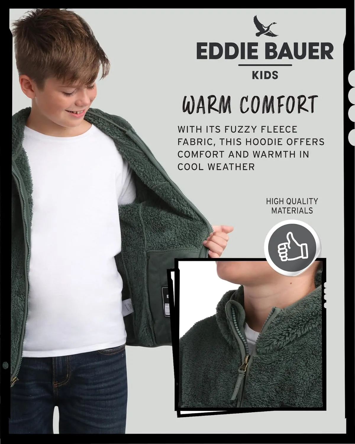 Eddie Bauer Kids' Zip Up - Kids' Full Zip Ultra Soft Sherpa Fleece Hoodie Sweatshirt for Boys and Girls (5-20)