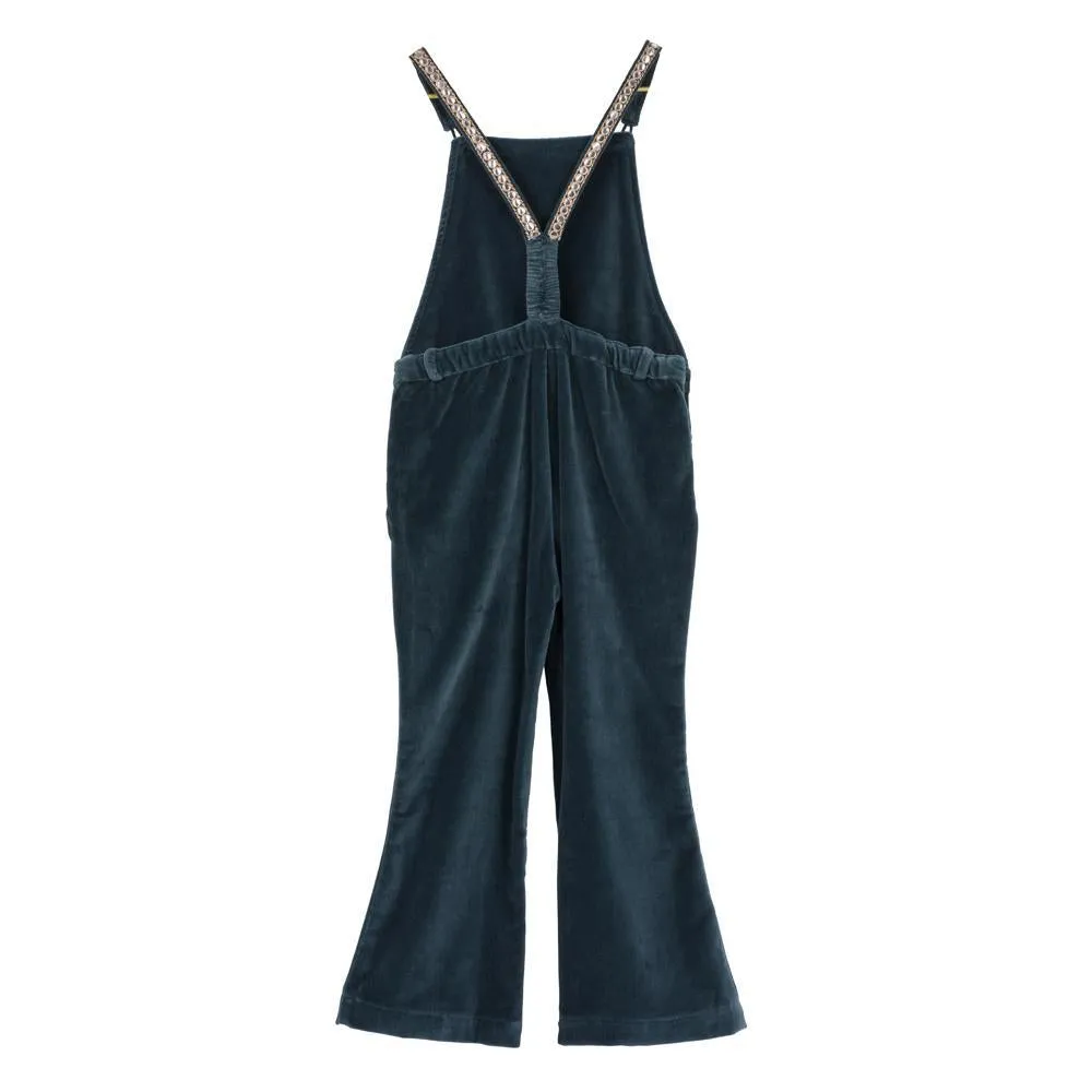 Elodie Teal Velvet Overalls