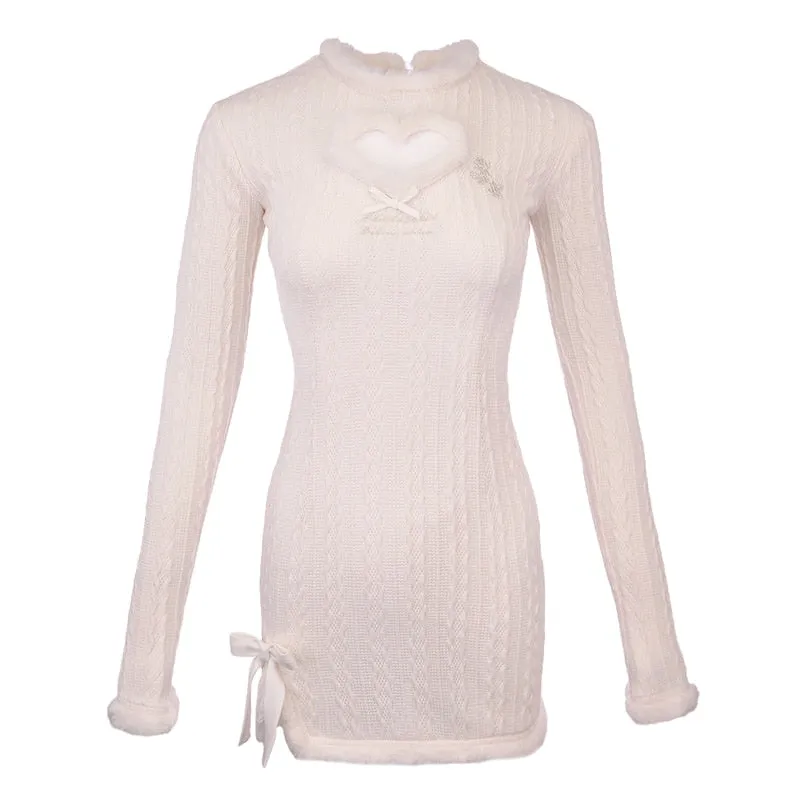 Fluffy Pink Kawaii Girl Long Sleeve Dress