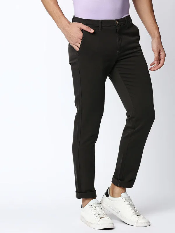 Fossil Grey Cotton Dobby Lycra Trousers