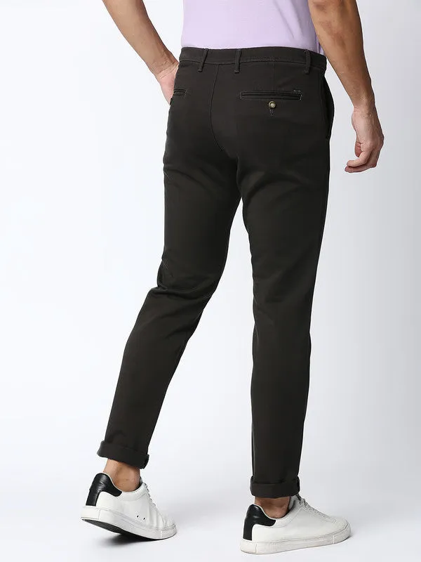 Fossil Grey Cotton Dobby Lycra Trousers
