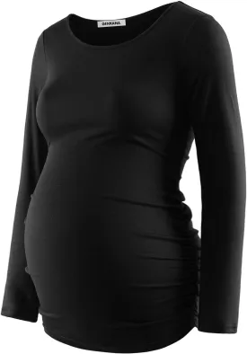GINKANA Women's Baseball Crew Neck Flower Raglan Sleeve Maternity T-Shirt Top Pregnancy Shirt