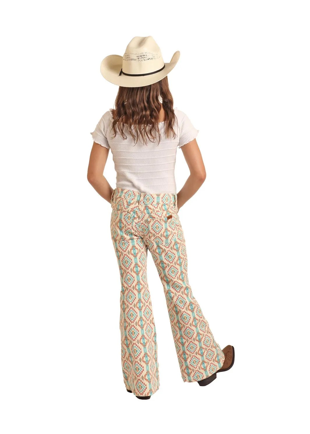 Girl's Rock & Roll Natural Aztec Flare Jean
