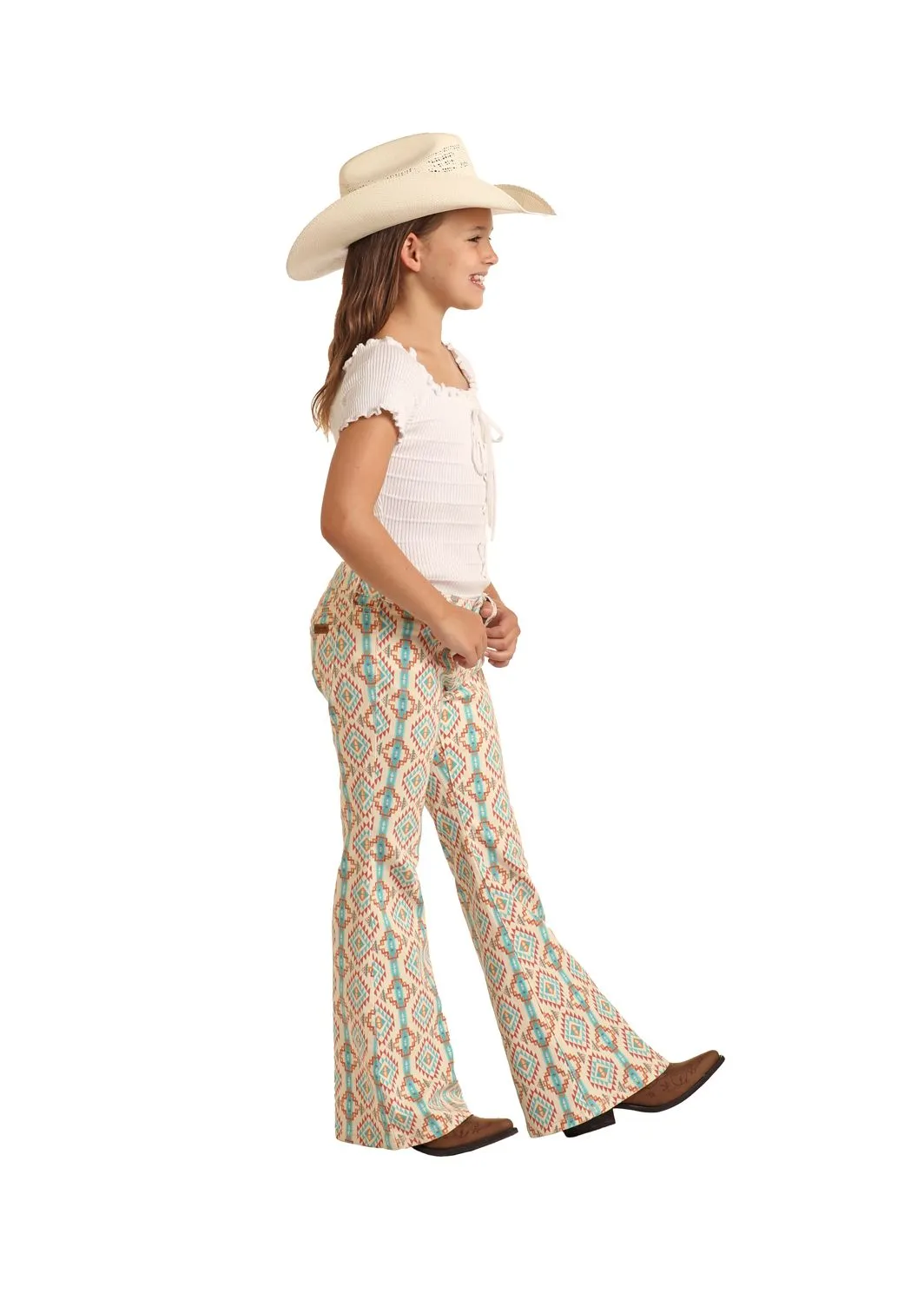 Girl's Rock & Roll Natural Aztec Flare Jean