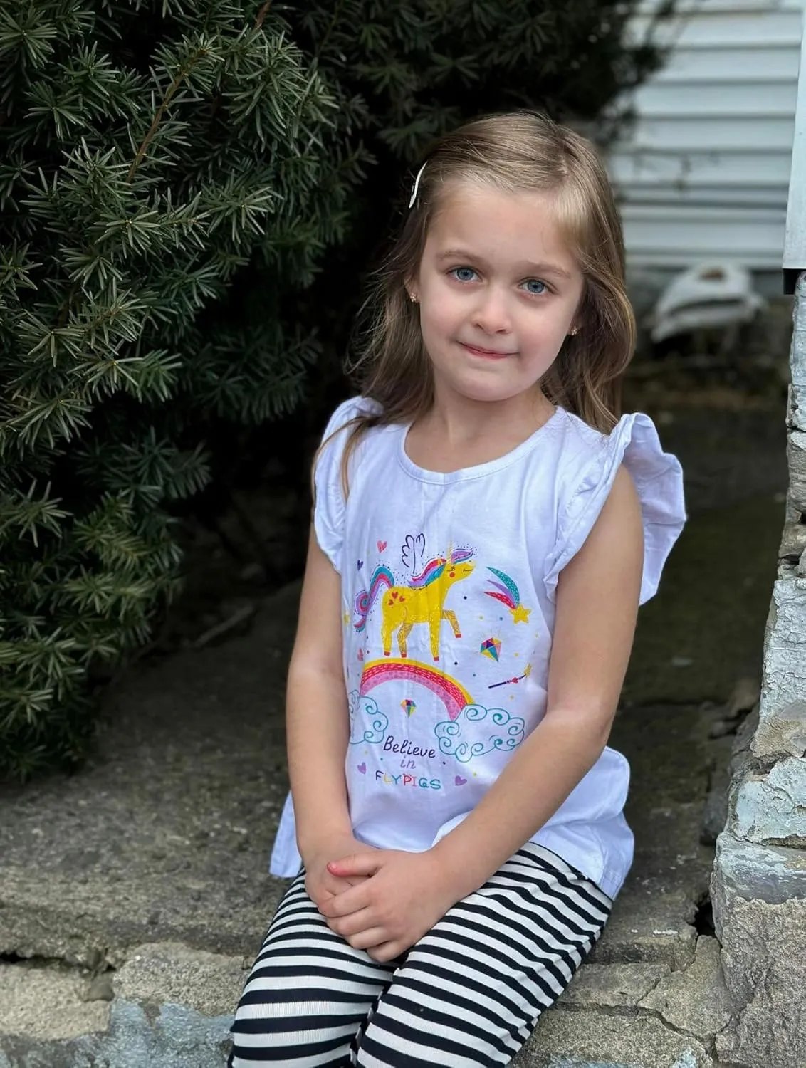 Girls T Shirts Ruffle Shrit Plain Blank Tank Tops Short Sleeve Cotton Tshirts Basic Blouse 3T-10Years