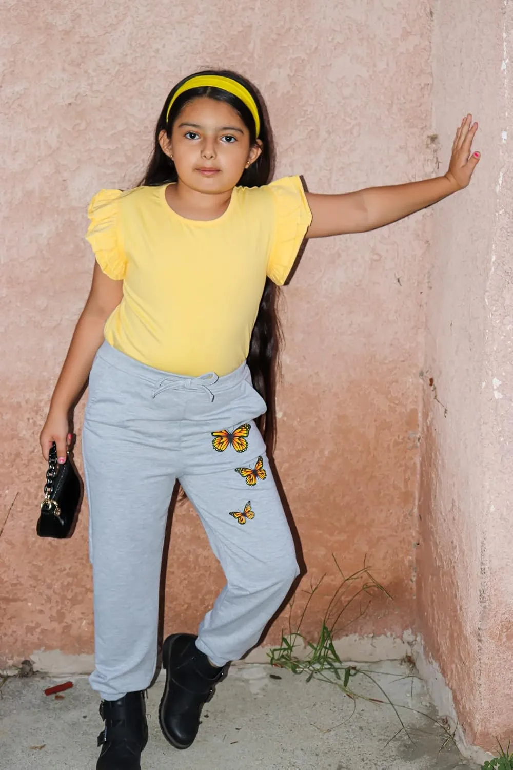 Girls T Shirts Ruffle Shrit Plain Blank Tank Tops Short Sleeve Cotton Tshirts Basic Blouse 3T-10Years