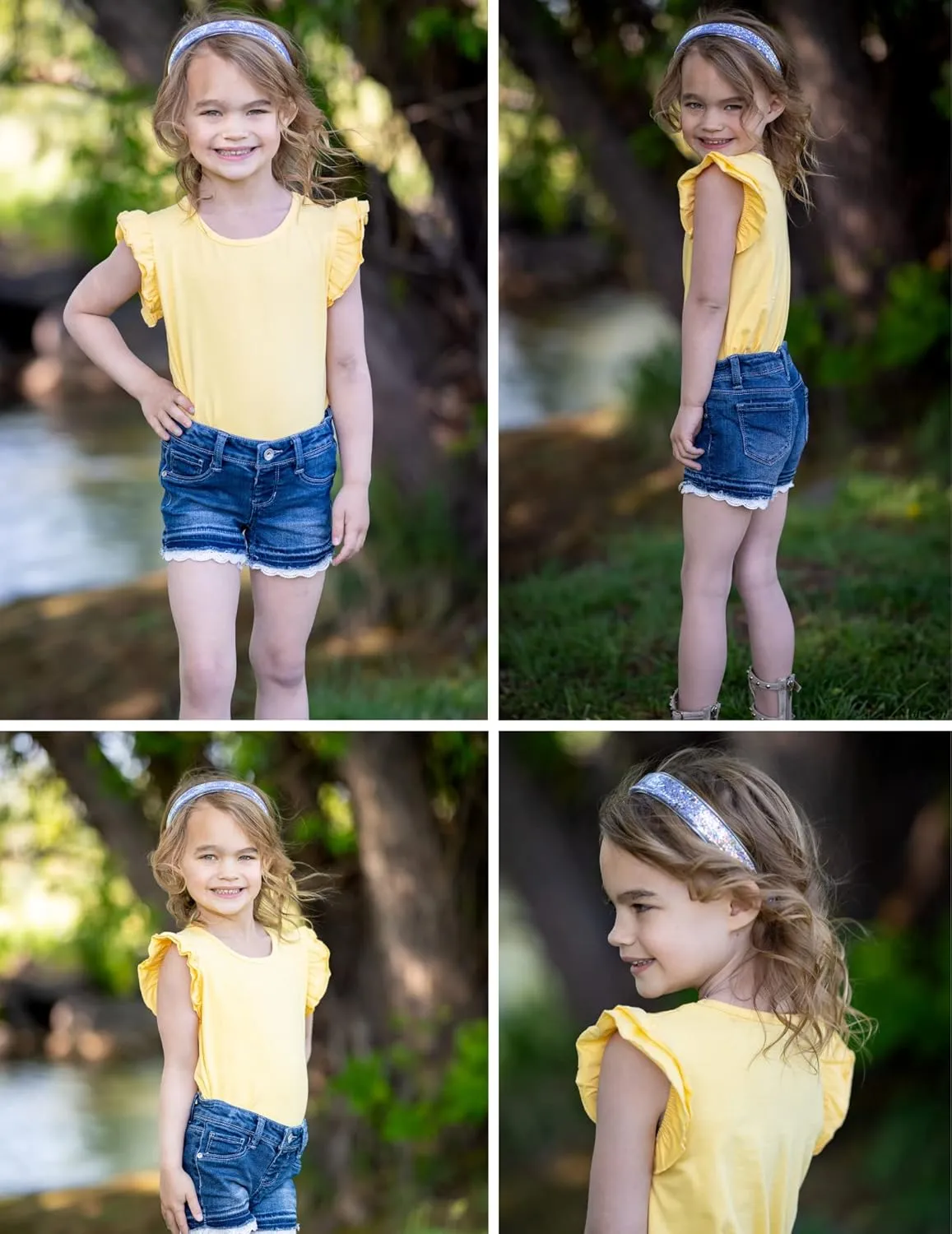 Girls T Shirts Ruffle Shrit Plain Blank Tank Tops Short Sleeve Cotton Tshirts Basic Blouse 3T-10Years