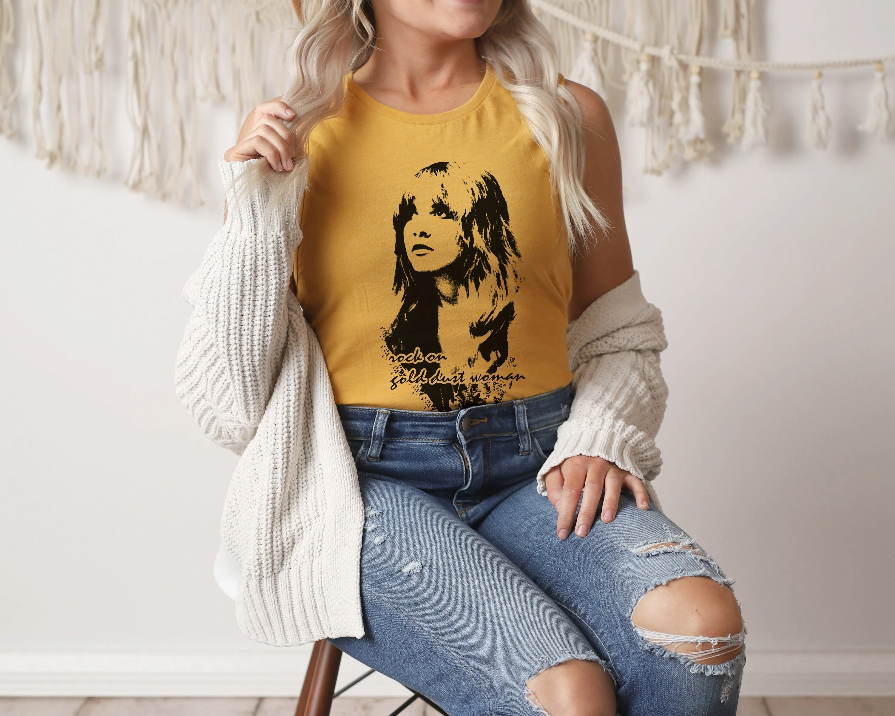 Gold Dust Woman Festival Muscle Tank workout fitness Bella Canvas Next Level tshirt stevie nicks tee fleetwood mac music gypsy music concert