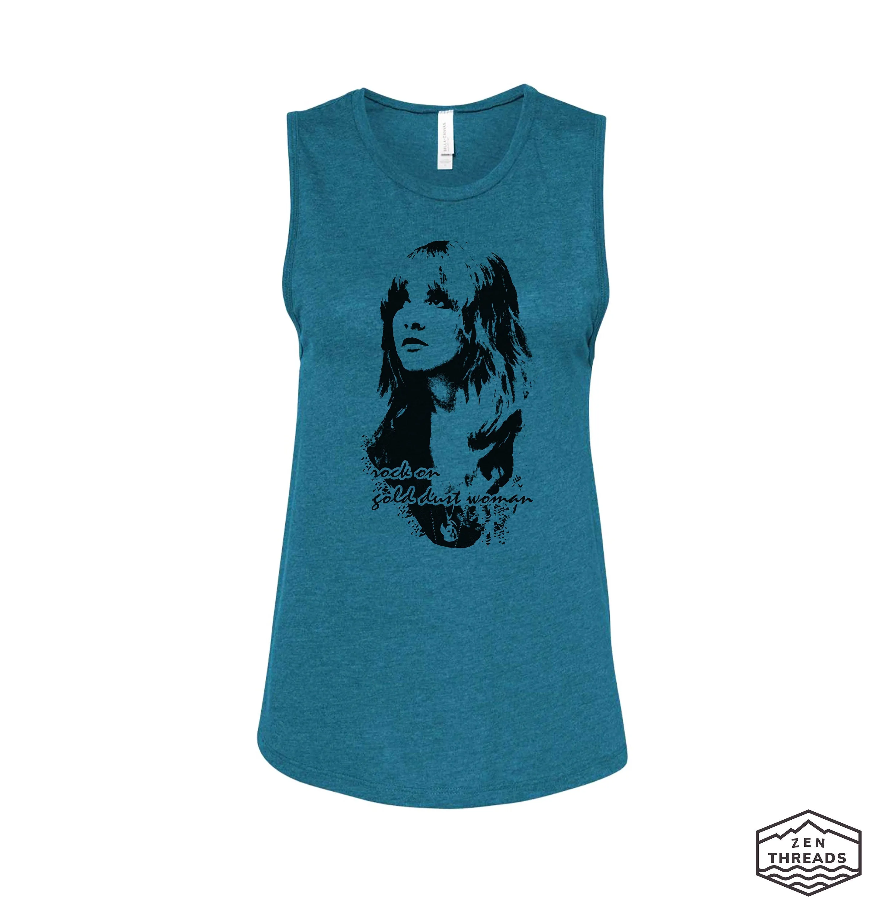 Gold Dust Woman Festival Muscle Tank workout fitness Bella Canvas Next Level tshirt stevie nicks tee fleetwood mac music gypsy music concert