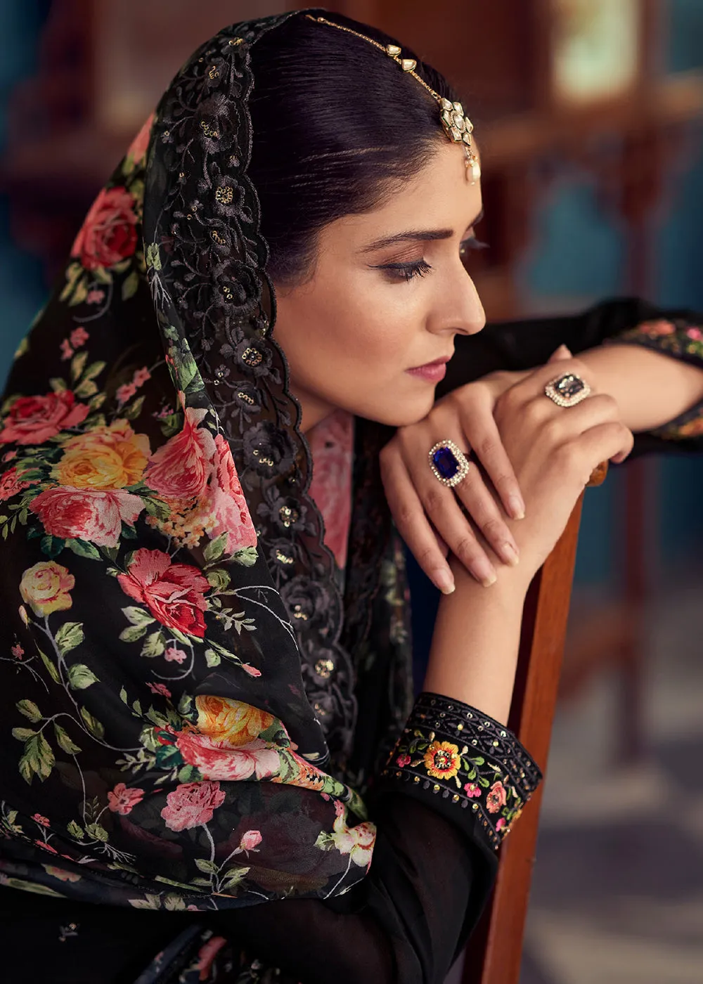 Heavy Embroidered Classy Black Georgette Festive Salwar Suit
