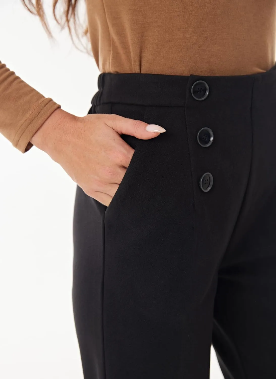 heipeiwa Women's Wool Blend Winter Fall Wide Leg Pull on High Waist Dress Business Casual Pants