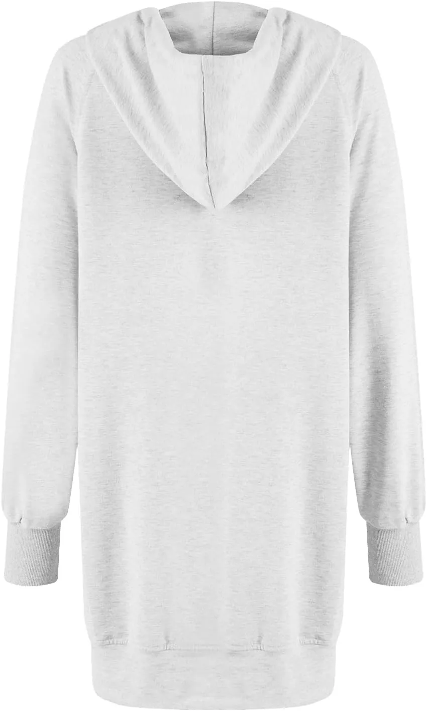 Hoodie Dress for Women Athleisure Drawstring Hooded Sweatshirt Dress Casual Long Sleeve Tunic Dress with Pockets