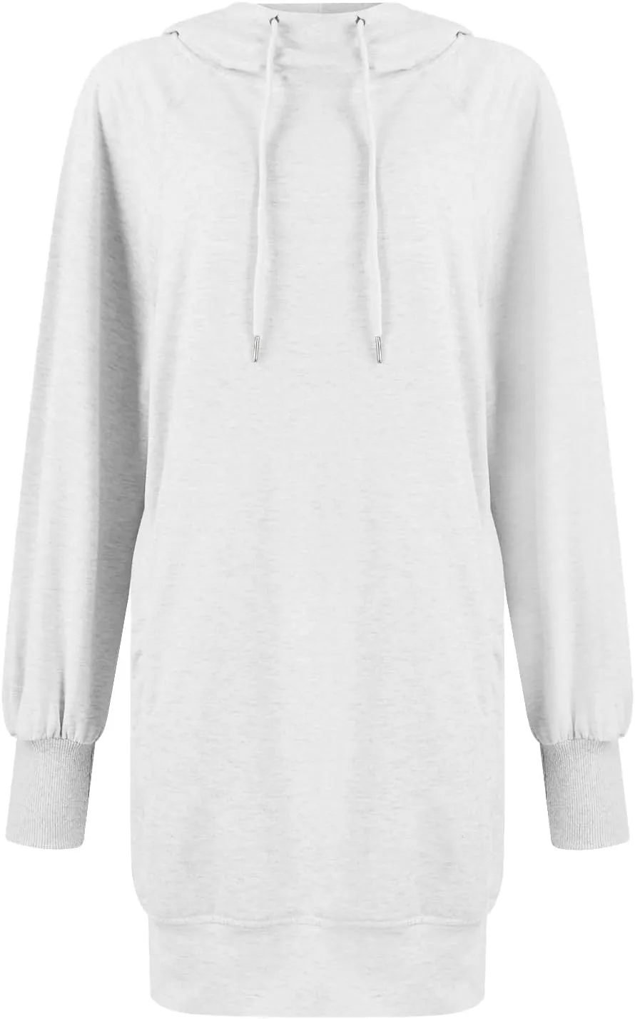 Hoodie Dress for Women Athleisure Drawstring Hooded Sweatshirt Dress Casual Long Sleeve Tunic Dress with Pockets